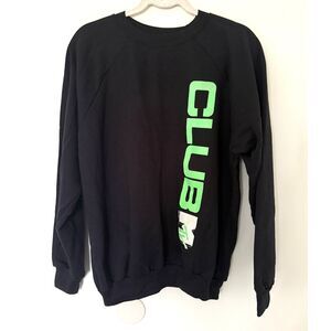 Vintage MTV Club 80s Black Raglan Sweatshirt Neon Logo Crewneck Pullover Sz OS